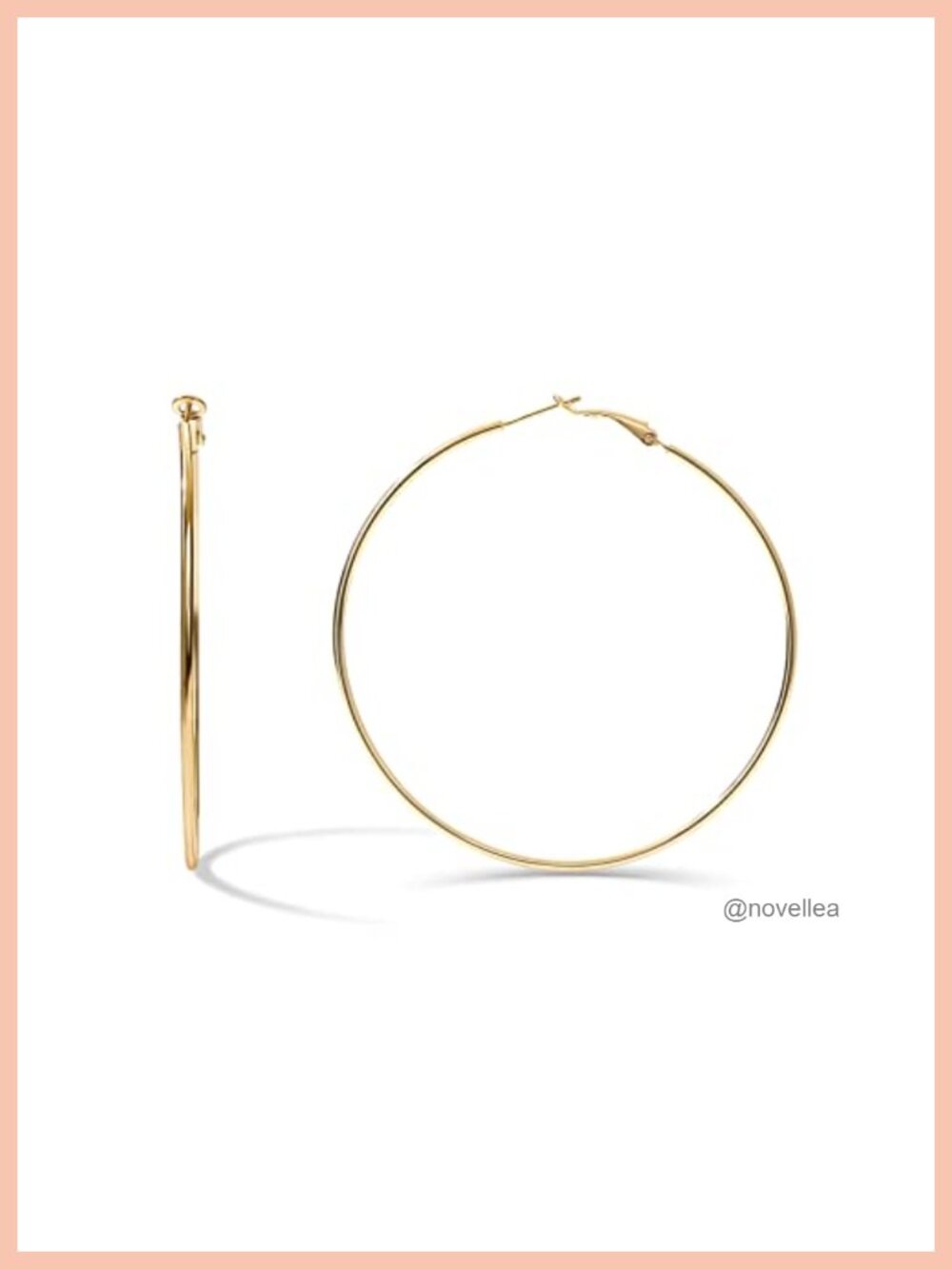 14K Gold Plated Hoop Earrings 70mm for Women Paddle-Back Sterling Silver Posts
